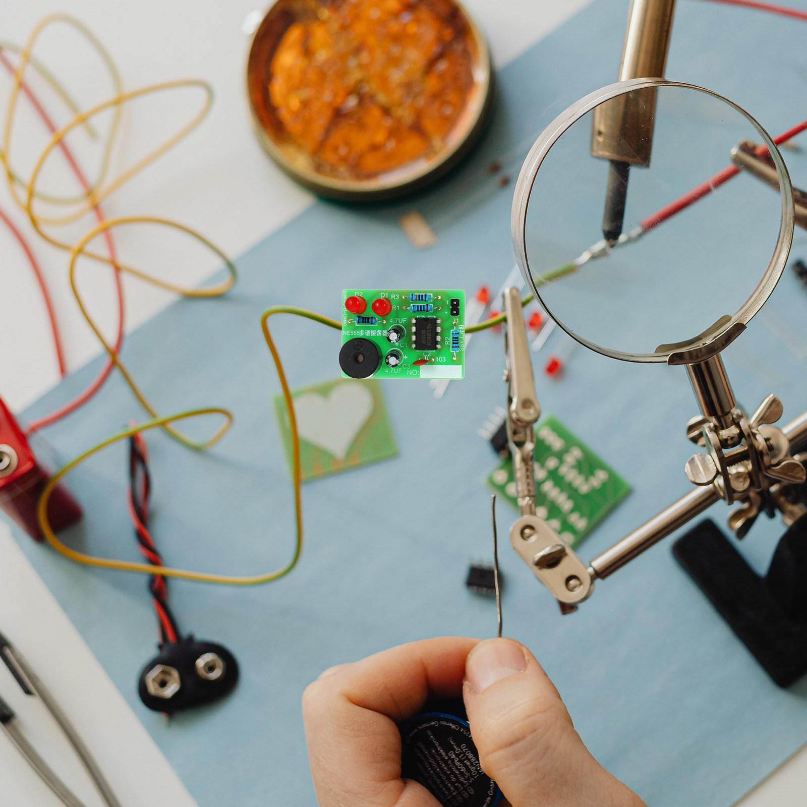 Diy Electronics Kits For Beginners - 5Set Soldeertrainingskit Laspraktijkbord Printplaat Knipperende oscillator