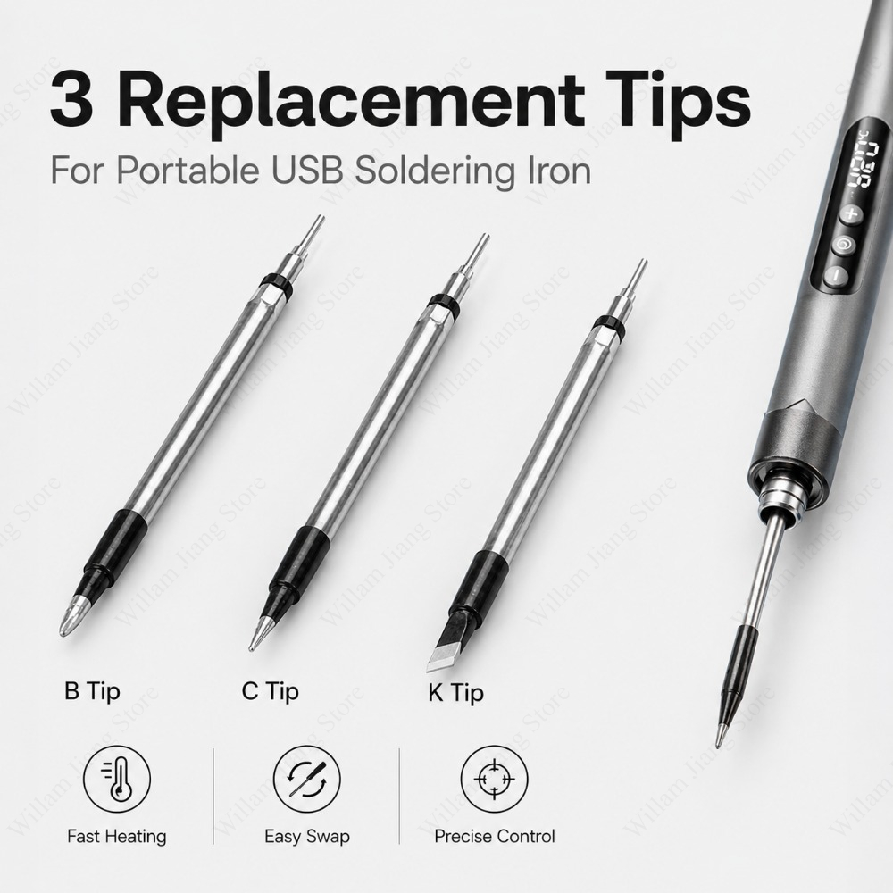 Flux Pen Electronics - 1/3 STUKS USB Soldeerbout Vervangingstip 5V