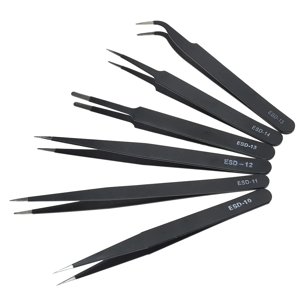 Soldering Iron Kit - Galacok 6-delige precisie pincetset ESD antistatische